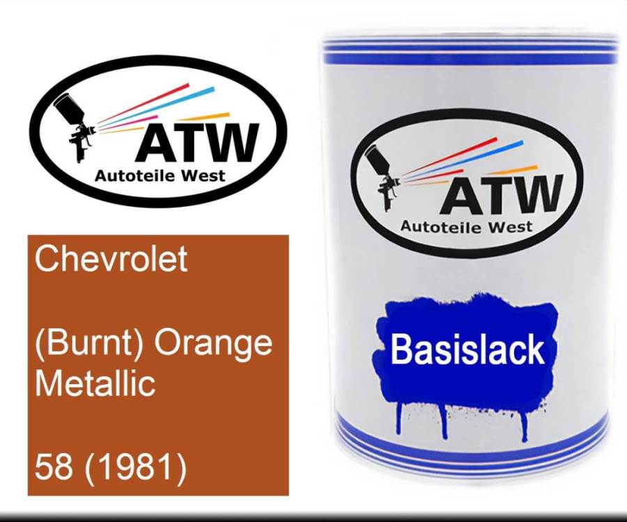 Chevrolet, (Burnt) Orange Metallic, 58 (1981): 500ml Lackdose, von ATW Autoteile West.